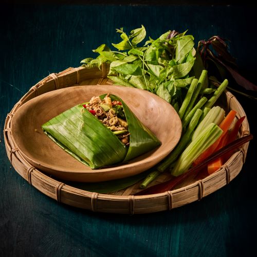 Steamed Mushrooms In Bamboo Thai Style